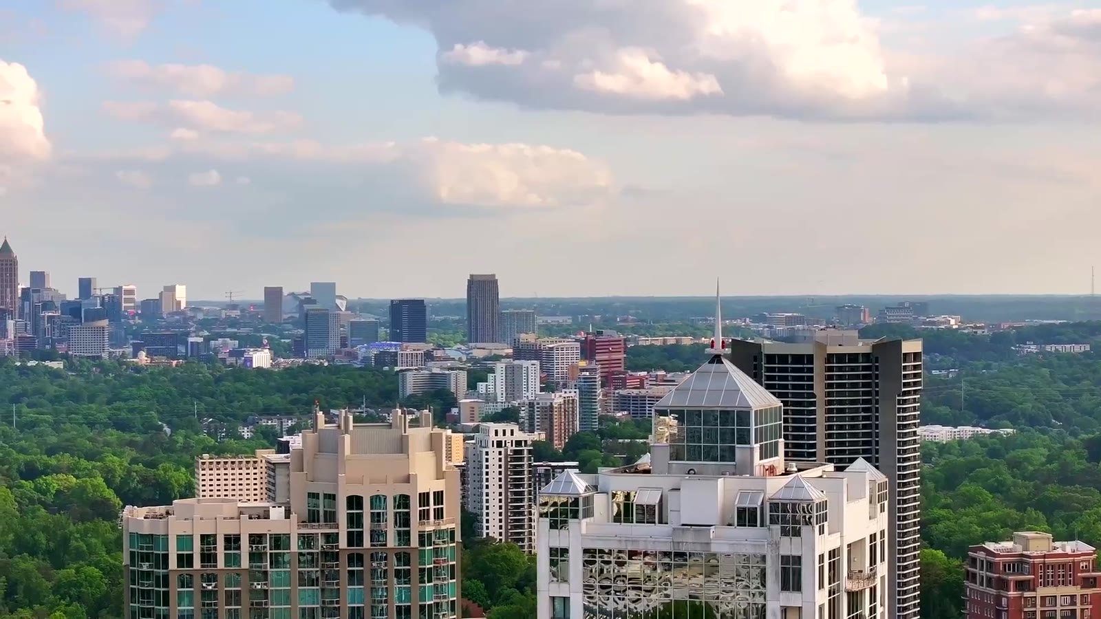 Buckhead high-rises and a modern luxury kitchen in Atlanta